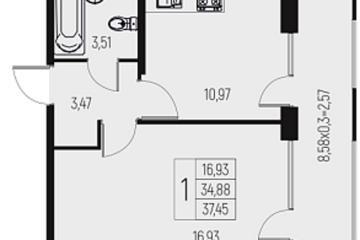 Фото №1: 1-комнатная квартира 37 м² - Брюховецкая, 