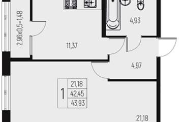 Фото №1: 1-комнатная квартира 43 м² - Брюховецкая, 