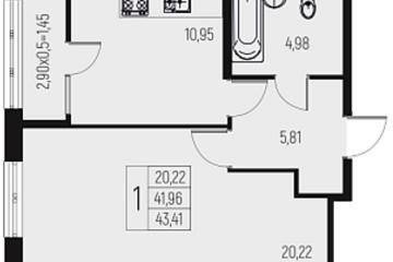 Фото №1: 1-комнатная квартира 43 м² - Брюховецкая, 