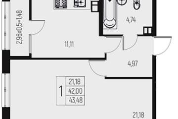 Фото №1: 1-комнатная квартира 43 м² - Брюховецкая, 