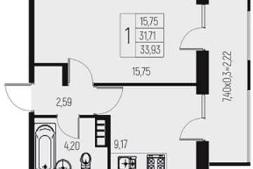 Фото №1: 1-комнатная квартира 33 м² - Брюховецкая, 