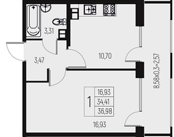 Фото №1: 1-комнатная квартира 36 м² - Брюховецкая