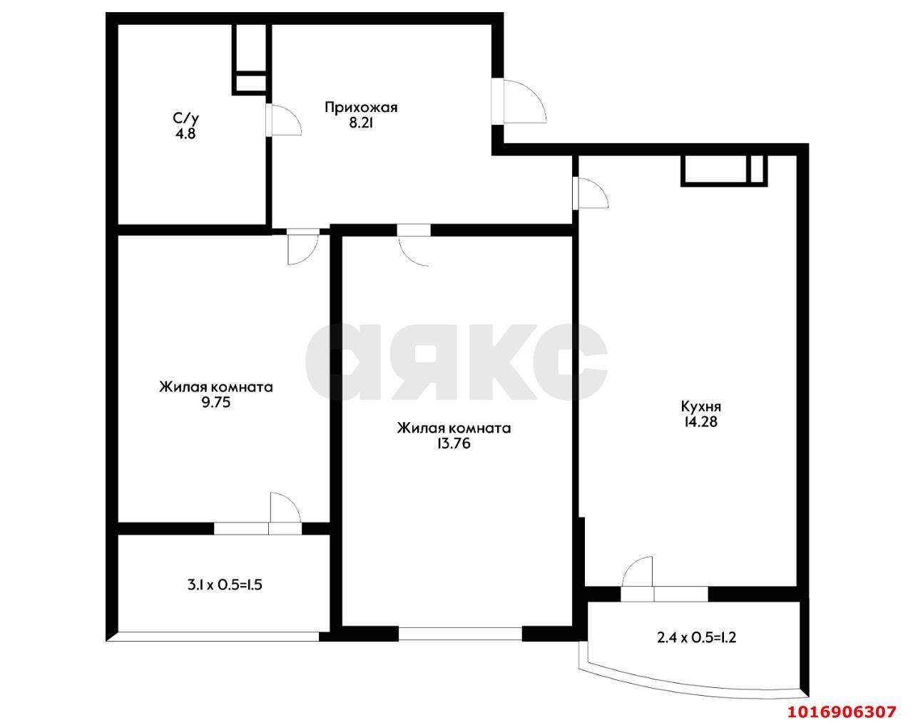Фото №13: 2-комнатная квартира 52 м² - Краснодар, Прикубанский внутригородской округ, ЖК Лучший, мкр. имени Петра Метальникова, ул. Петра Метальникова, 38
