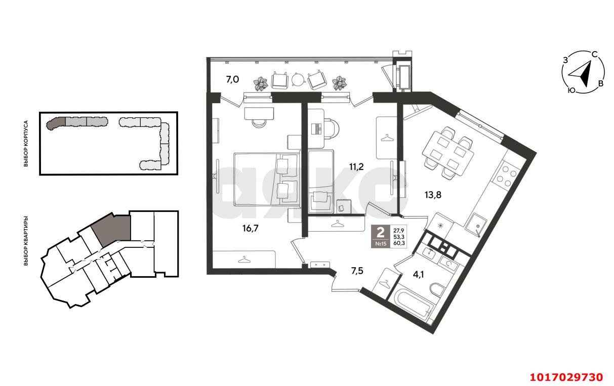 Фото №2: 2-комнатная квартира 60 м² - Краснодар, Черёмушки, Центральный внутригородской округ, жилой комплекс Рекорд, мкр. Карасунский внутригородской округ, ул. Новороссийская, 90/2к2