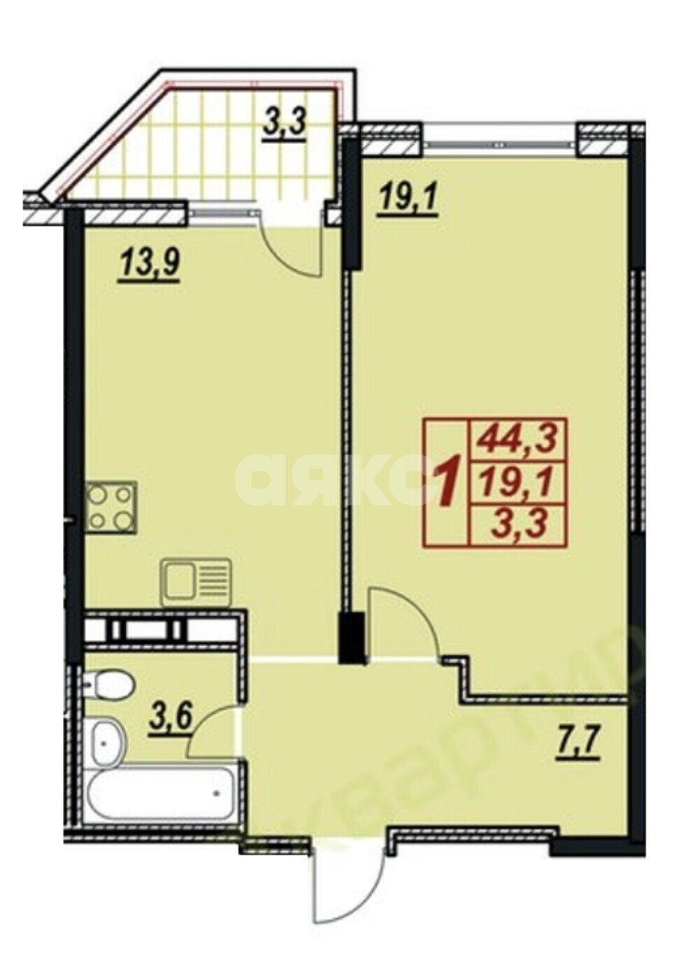 Фото №13: 1-комнатная квартира 48 м² - Анапа, Алексеевка, мкр. ЖК Лазурный, ул. Крестьянская, 27к7