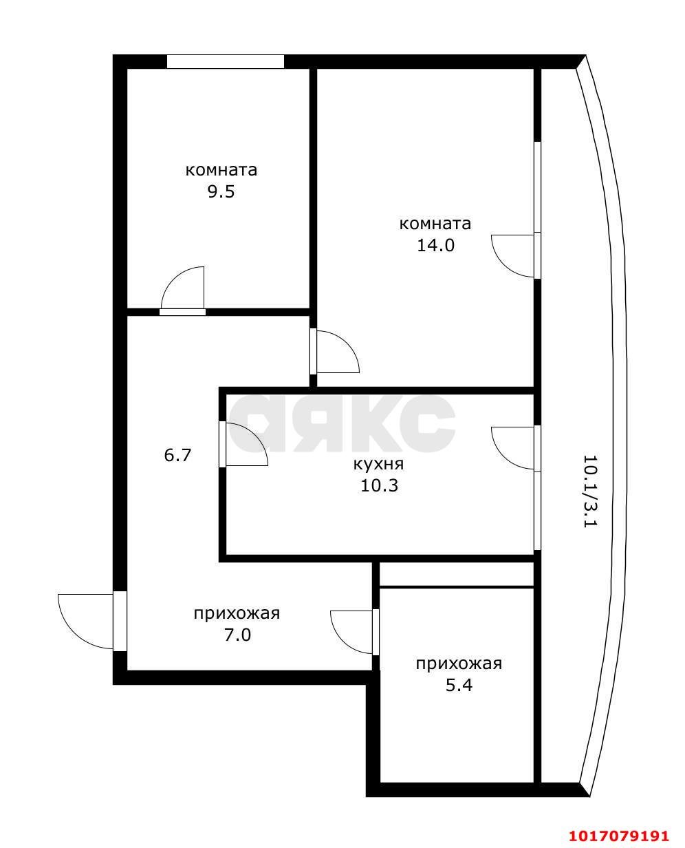 Фото №2: 2-комнатная квартира 53 м² - Краснодар, Центральный внутригородской округ, мкр. Черёмушки, ул. Обрывная, 22/1
