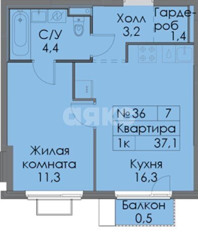 Фото №1: 1-комнатная квартира 37 м² - Ильинское-Усово, мкр. ЖК Ильинские Луга, 3.3