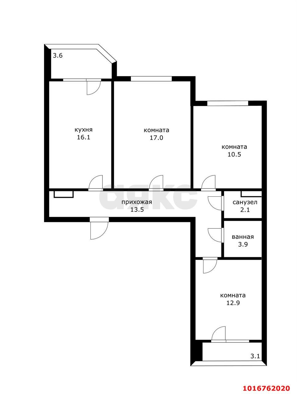 Фото №3: 3-комнатная квартира 83 м² - Краснодар, ЖК Урал, Карасунский внутригородской округ, Камвольно-суконный Комбинат, мкр. жилой комплекс Ural, ул. Уральская, 87/7