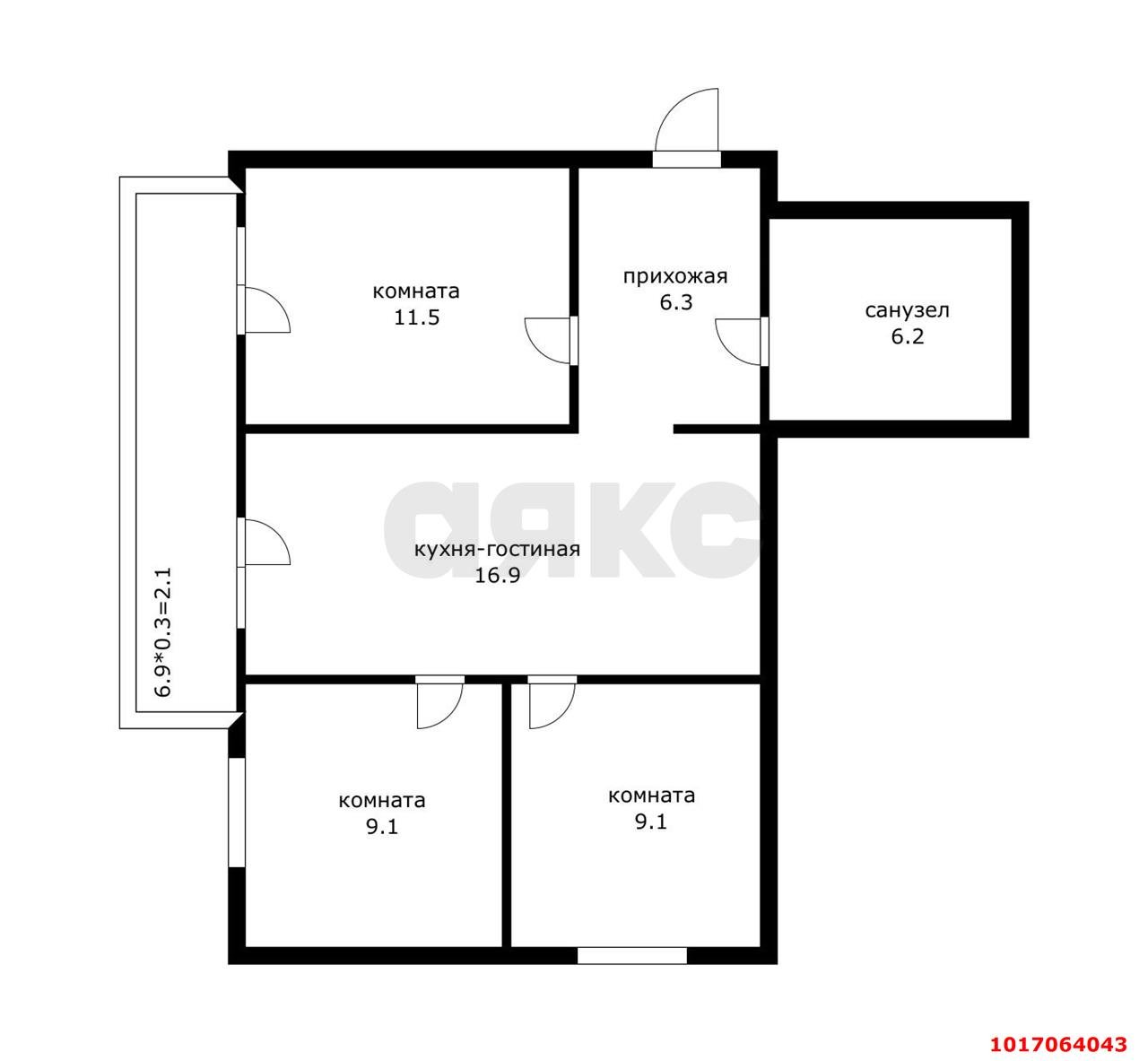 Фото №19: 3-комнатная квартира 58 м² - Новая Адыгея, мкр. ЖК Дарград, ул. Тургеневское шоссе, 33/3к12