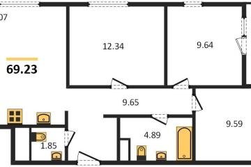 Фото №1: 3-комнатная квартира 69 м² - Краснодар, мкр. жилой квартал Патрики,