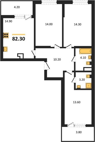 Фото №1: 3-комнатная квартира 82 м² - Краснодар, мкр. Прикубанский внутригородской округ