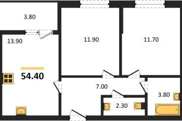 Фото №1: 2-комнатная квартира 54 м² - Краснодар, мкр. Прикубанский внутригородской округ, 