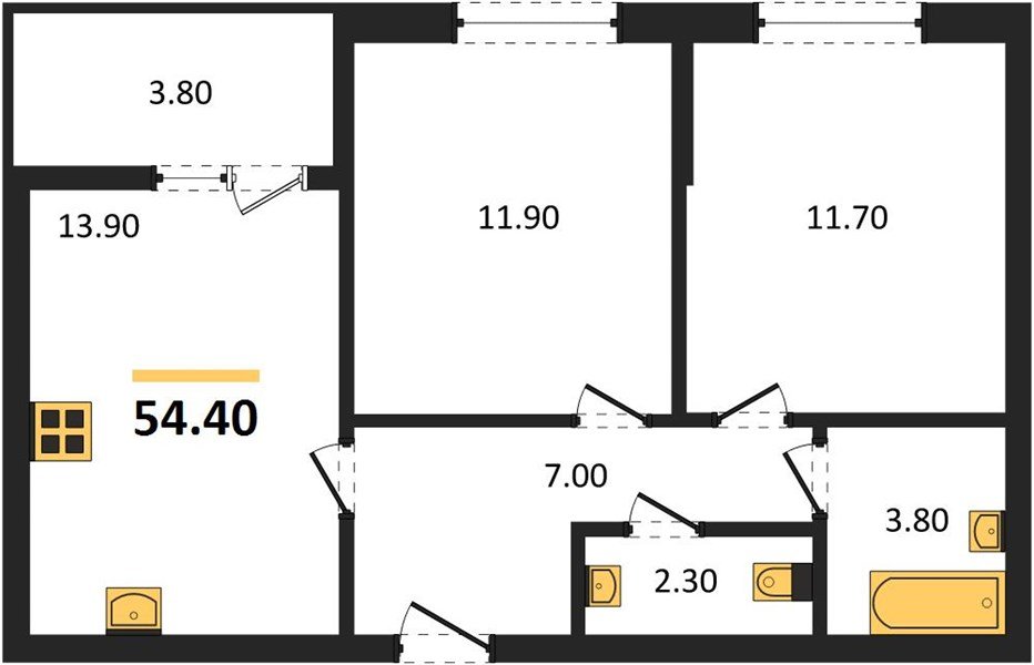 Фото №1: 2-комнатная квартира 54 м² - Краснодар, мкр. Прикубанский внутригородской округ