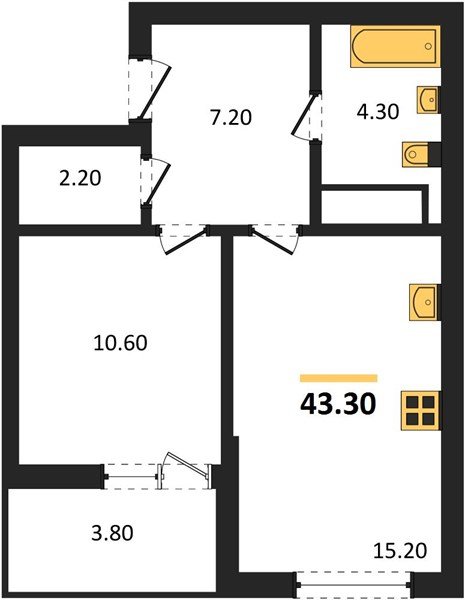Фото №1: 1-комнатная квартира 43 м² - Краснодар, мкр. Прикубанский внутригородской округ