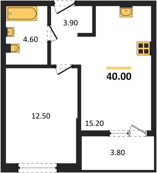 Фото №1: 1-комнатная квартира 40 м² - Краснодар, мкр. Прикубанский внутригородской округ
