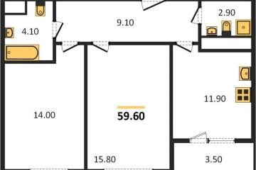Фото №1: 2-комнатная квартира 59 м² - Краснодар, мкр. ЖК Все Свои Вип, ул. Колхозная, 5/2