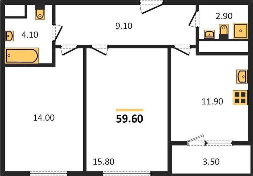 Фото №1: 2-комнатная квартира 59 м² - Краснодар, Центральный внутригородской округ, Табачная Фабрика, мкр. ЖК Все Свои Вип, ул. Колхозная, 5/2