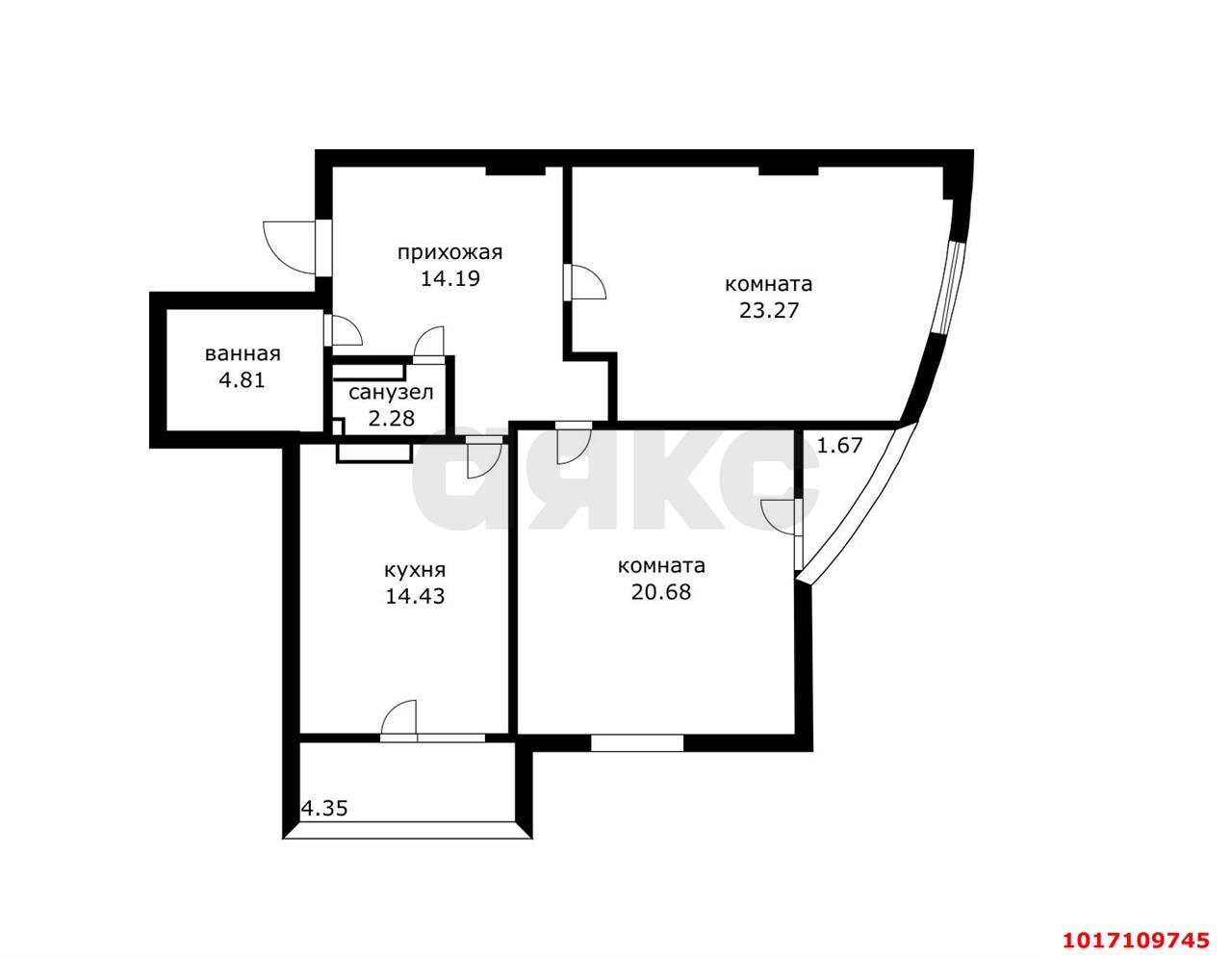 Фото №2: 2-комнатная квартира 84 м² - Краснодар, Западный внутригородской округ, мкр. Центральный, ул. Постовая, 23
