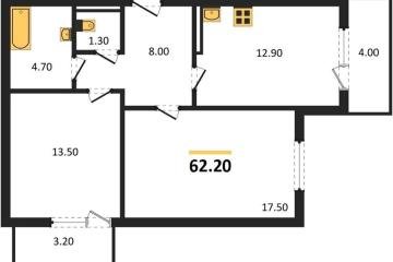 Фото №1: 2-комнатная квартира 62 м² - Краснодар, мкр. ЖК Парк у Дома, ул. Героя Владислава Посадского, 17