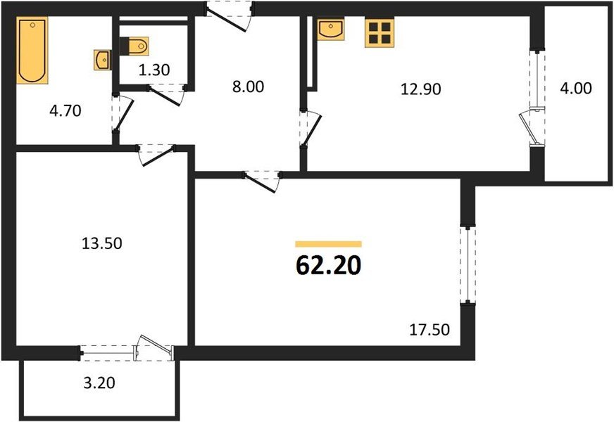 Фото №1: 2-комнатная квартира 62 м² - Краснодар, Прикубанский внутригородской округ, ЖК Бауинвест, мкр. ЖК Парк у Дома, ул. Героя Владислава Посадского, 17