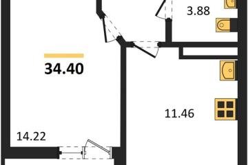 Фото №1: 1-комнатная квартира 34 м² - Краснодар, мкр. жилой комплекс Архитектор,