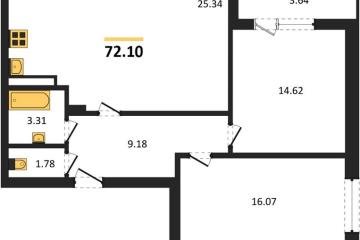 Фото №1: 2-комнатная квартира 72 м² - Краснодар, мкр. жилой комплекс Архитектор,