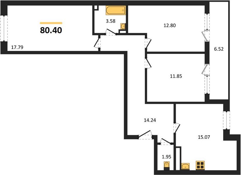 Фото №1: 3-комнатная квартира 80 м² - Краснодар, Прикубанский внутригородской округ, мкр. жилой комплекс Архитектор
