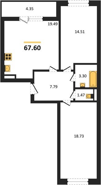 Фото №1: 2-комнатная квартира 67 м² - Краснодар, Прикубанский внутригородской округ, мкр. жилой комплекс Архитектор