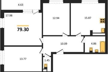 Фото №1: 3-комнатная квартира 79 м² - Краснодар, мкр. жилой комплекс Архитектор,