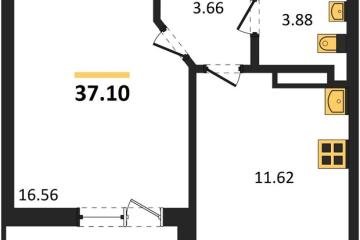 Фото №1: 1-комнатная квартира 37 м² - Краснодар, мкр. жилой комплекс Архитектор, 