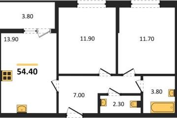 Фото №1: 2-комнатная квартира 54 м² - Краснодар, мкр. Прикубанский внутригородской округ, 