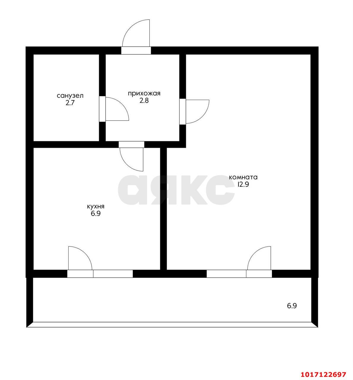 Фото №2: 1-комнатная квартира 32 м² - Новая Адыгея, мкр. ЖК Дарград, ул. Тургеневское шоссе, 33/2к27