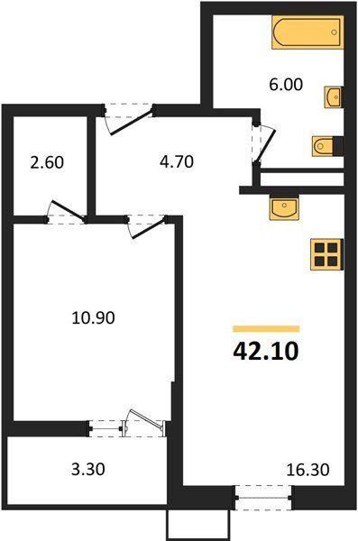 Фото №1: 1-комнатная квартира 42 м² - Майкоп, мкр. ЖК Звезды