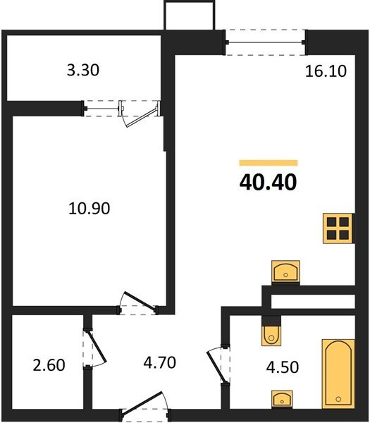 Фото №1: 1-комнатная квартира 40 м² - Майкоп, мкр. ЖК Звезды
