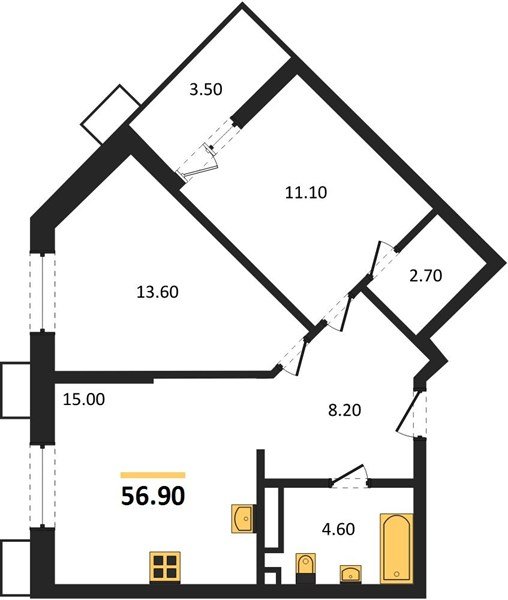 Фото №1: 2-комнатная квартира 56 м² - Майкоп, мкр. ЖК Звезды
