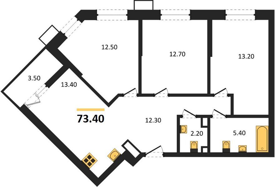 Фото №1: 3-комнатная квартира 73 м² - Майкоп, мкр. ЖК Звезды