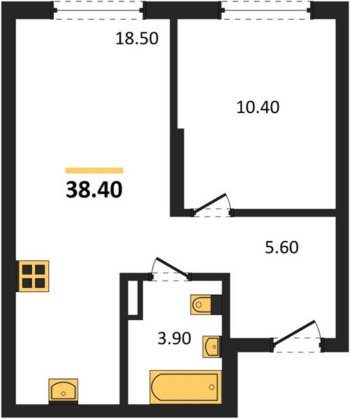 Фото №1: 1-комнатная квартира 38 м² - Краснодар, мкр. Прикубанский внутригородской округ