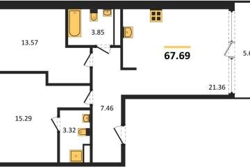 Фото №1: 2-комнатная квартира 67 м² - Краснодар, мкр. жилой квартал Патрики, 