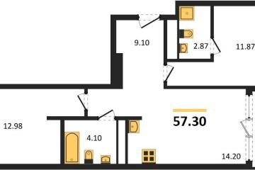 Фото №1: 2-комнатная квартира 57 м² - Краснодар, мкр. жилой квартал Патрики, 