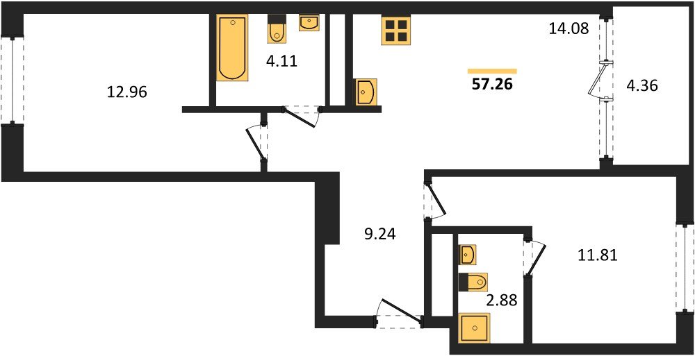Фото №1: 2-комнатная квартира 57 м² - Краснодар, Карасунский внутригородской округ, Хлопчато-бумажный Комбинат, мкр. жилой квартал Патрики