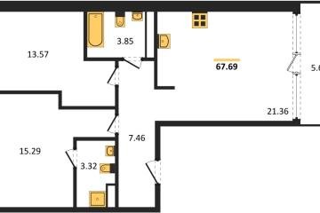 Фото №1: 2-комнатная квартира 67 м² - Краснодар, мкр. жилой квартал Патрики, 