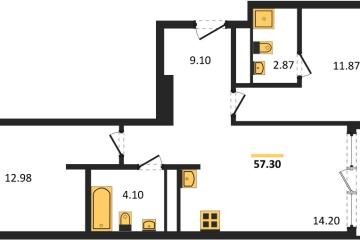 Фото №1: 2-комнатная квартира 57 м² - Краснодар, мкр. жилой квартал Патрики, 