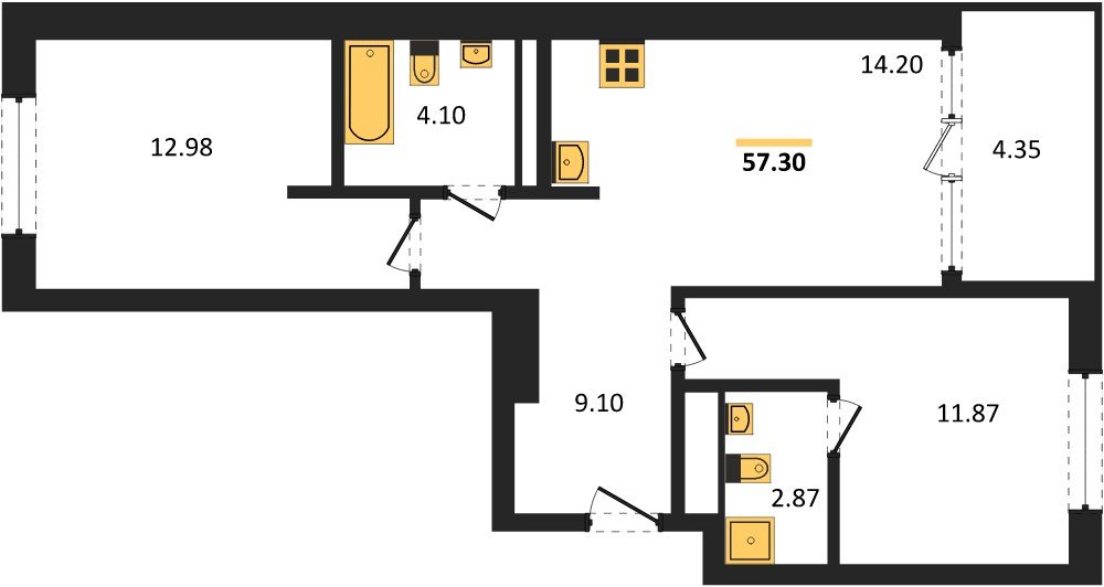 Фото №1: 2-комнатная квартира 57 м² - Краснодар, Карасунский внутригородской округ, Хлопчато-бумажный Комбинат, мкр. жилой квартал Патрики