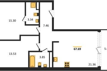 Фото №1: 2-комнатная квартира 67 м² - Краснодар, мкр. жилой квартал Патрики, 