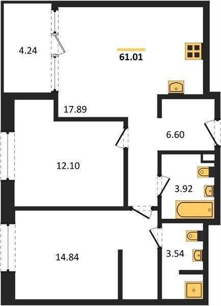 Фото №1: 2-комнатная квартира 61 м² - Краснодар, Карасунский внутригородской округ, Хлопчато-бумажный Комбинат, мкр. жилой квартал Патрики