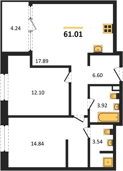 Фото №1: 2-комнатная квартира 61 м² - Краснодар, Карасунский внутригородской округ, Хлопчато-бумажный Комбинат, мкр. жилой квартал Патрики
