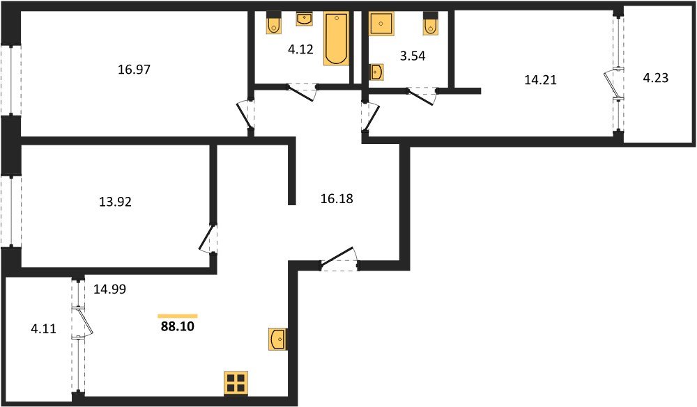 Фото №1: 3-комнатная квартира 88 м² - Краснодар, Карасунский внутригородской округ, Хлопчато-бумажный Комбинат, мкр. жилой квартал Патрики
