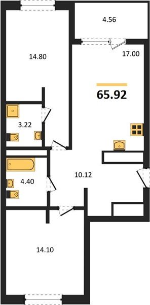 Фото №1: 2-комнатная квартира 65 м² - Краснодар, Карасунский внутригородской округ, Хлопчато-бумажный Комбинат, мкр. жилой квартал Патрики