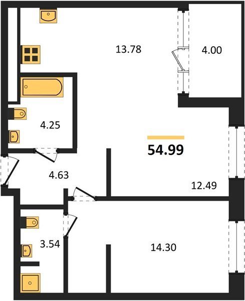Фото №1: 2-комнатная квартира 54 м² - Краснодар, Карасунский внутригородской округ, Хлопчато-бумажный Комбинат, мкр. жилой квартал Патрики