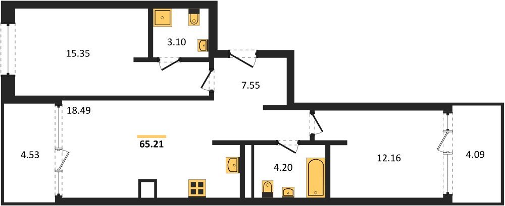 Фото №1: 2-комнатная квартира 65 м² - Краснодар, Карасунский внутригородской округ, Хлопчато-бумажный Комбинат, мкр. жилой квартал Патрики